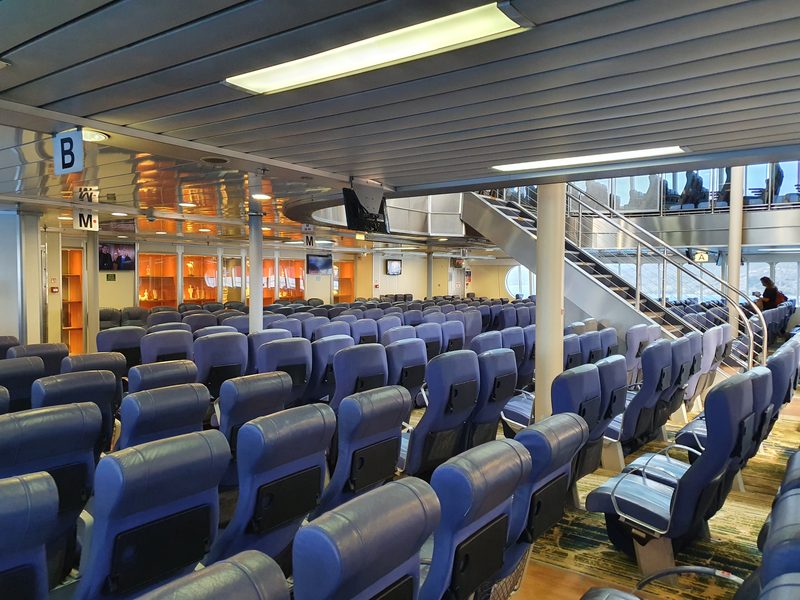 Seating area inside a Greek ferry