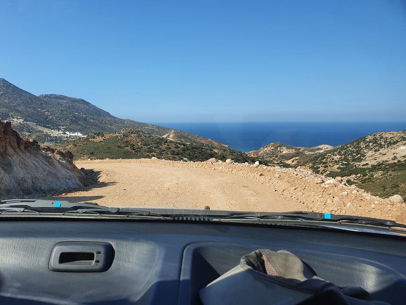 Driving a car in Milos