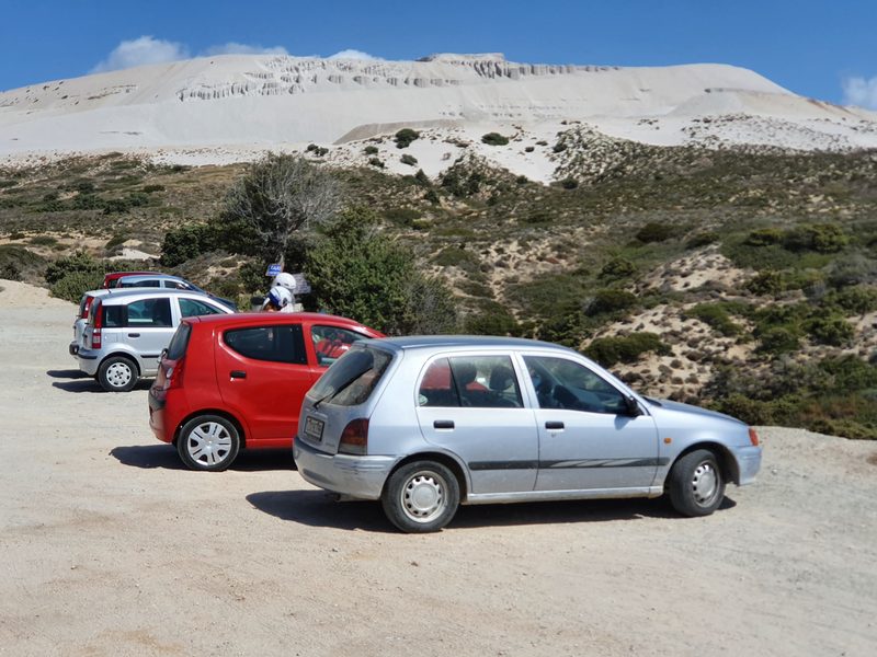 A rental car gives freedom to travel around Milos on your own schedule